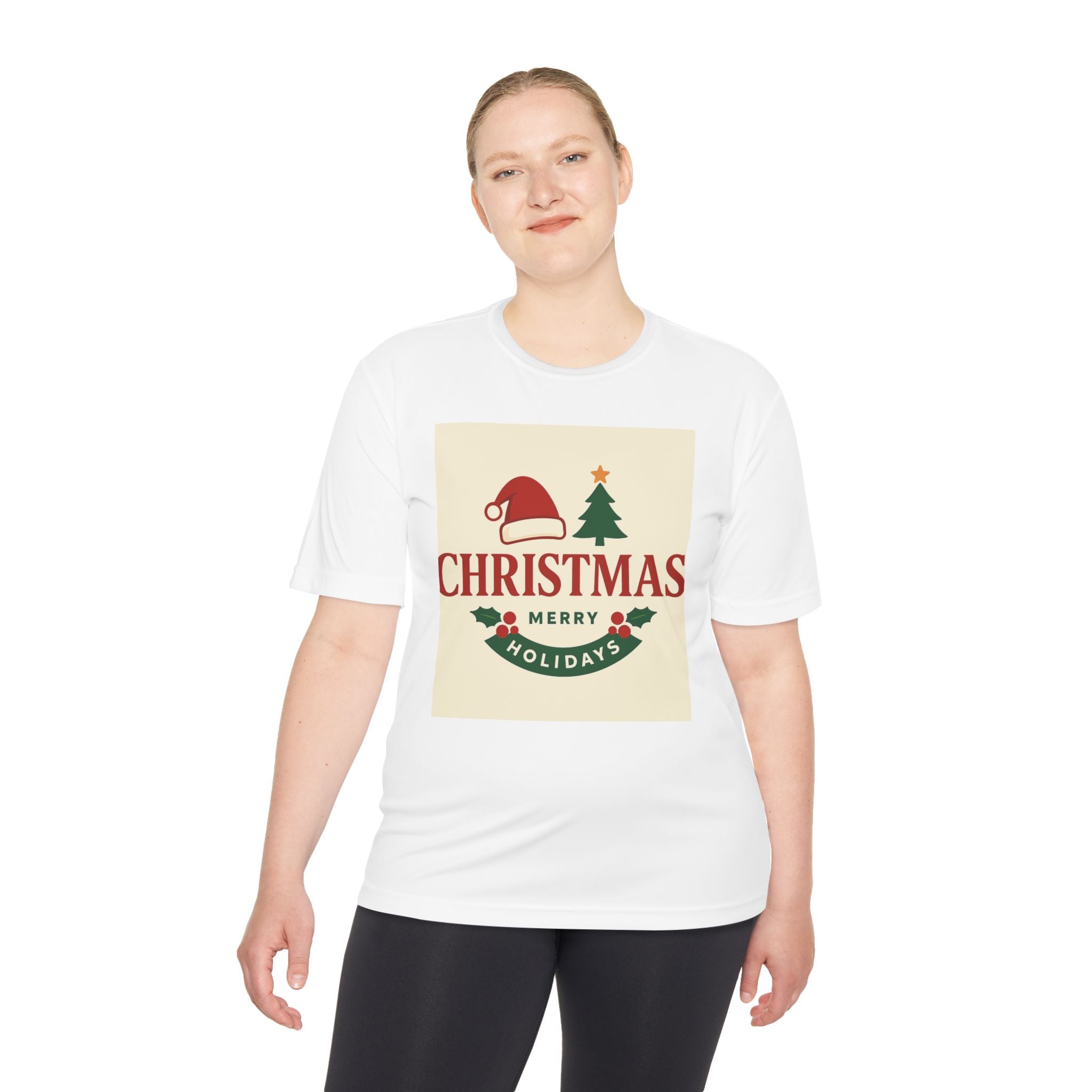 Christmas Merry Holidays Tee — Festive Santa Hat & Tree Holiday Shirt
