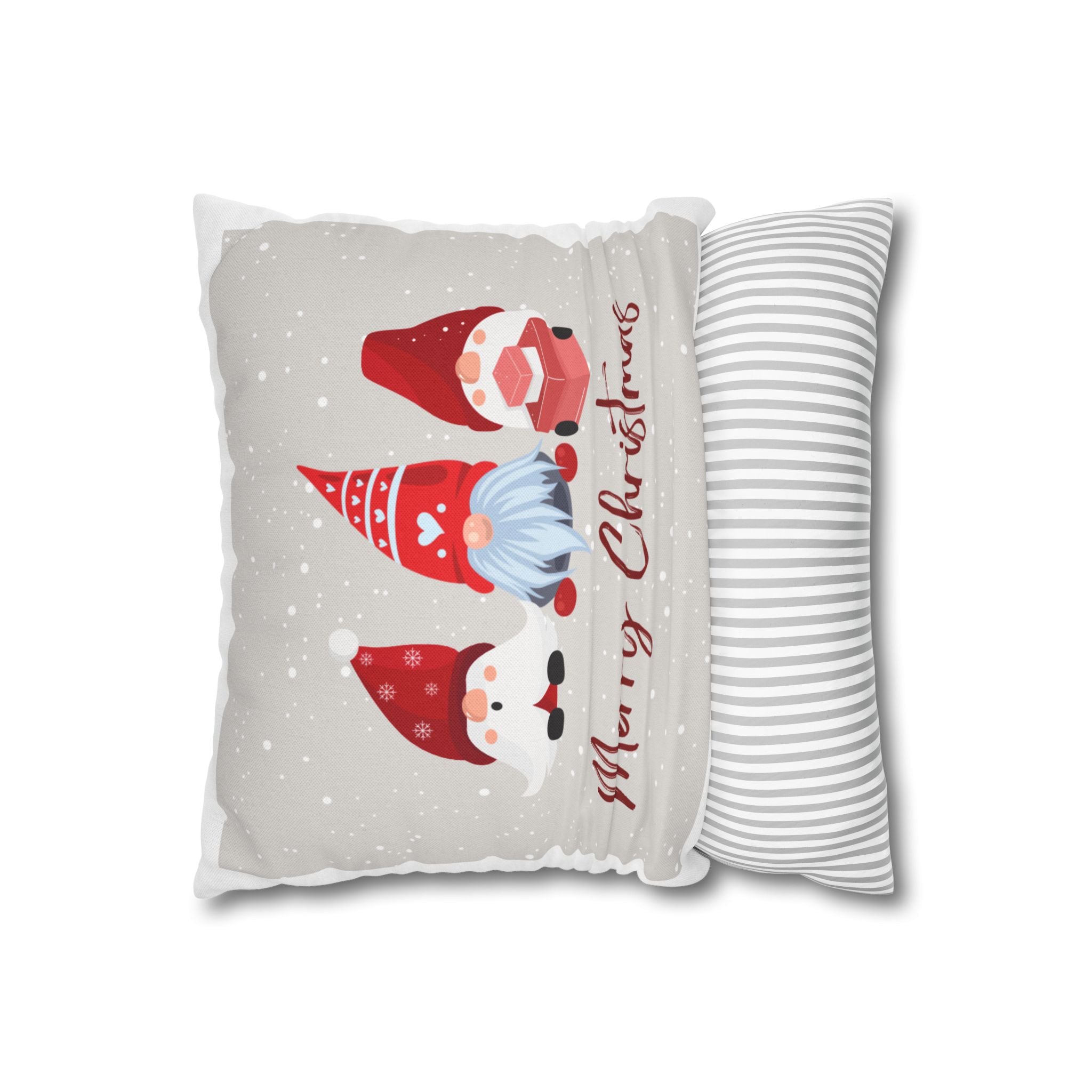 Christmas Gnome Pillowcase – Merry Christmas Spun Polyester Square Pillow Cover