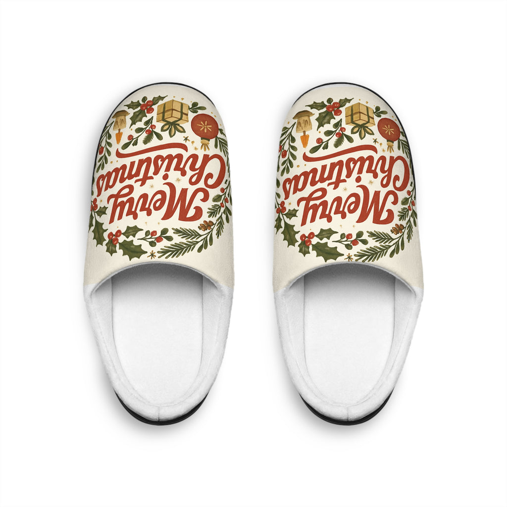 Merry Christmas Women's Indoor Slippers — Festive Holiday Cozy House Shoes