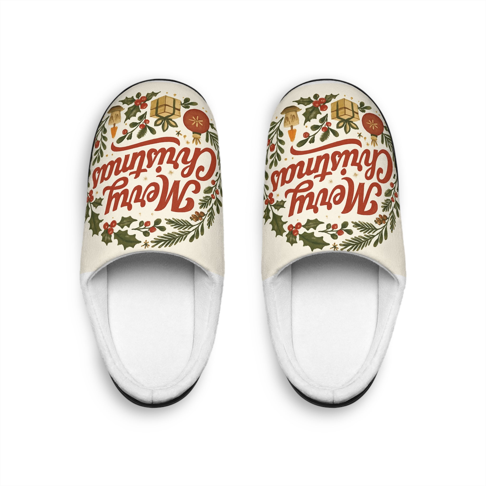 Merry Christmas Women's Indoor Slippers — Festive Holiday Cozy House Shoes
