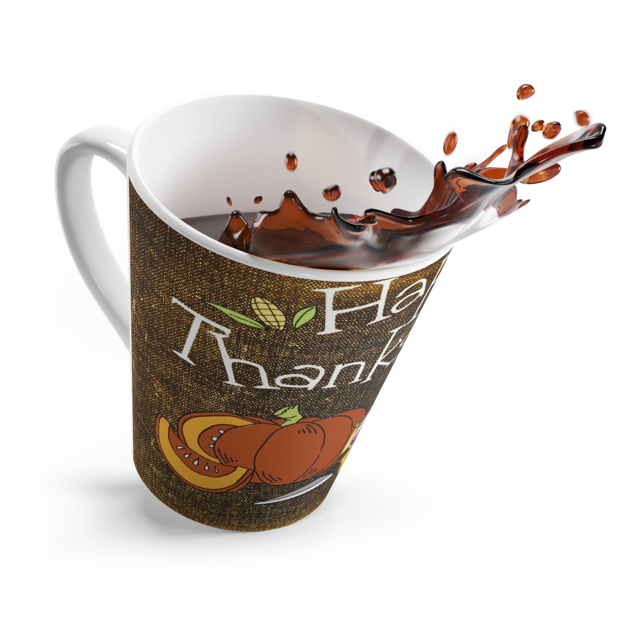 Happy Thanksgiving Latte Mug — Festive Pumpkin & Harvest Coffee Cup