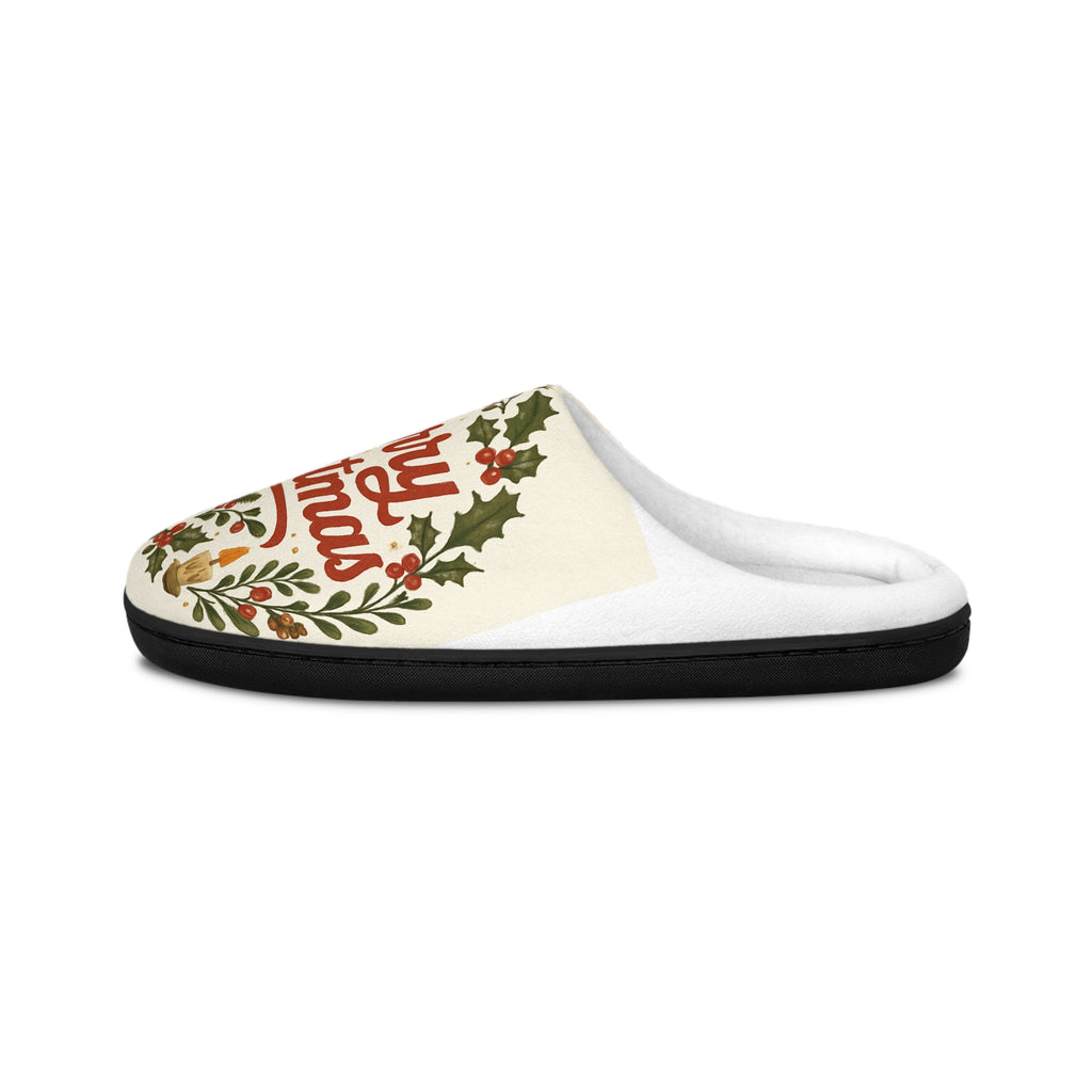Merry Christmas Women's Indoor Slippers — Festive Holiday Cozy House Shoes