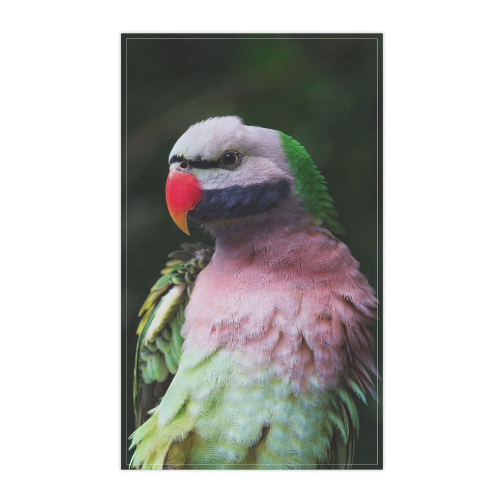 Parrot Kitchen Tea Towel — Pink Green Lorikeet Print Cotton Dish Towel