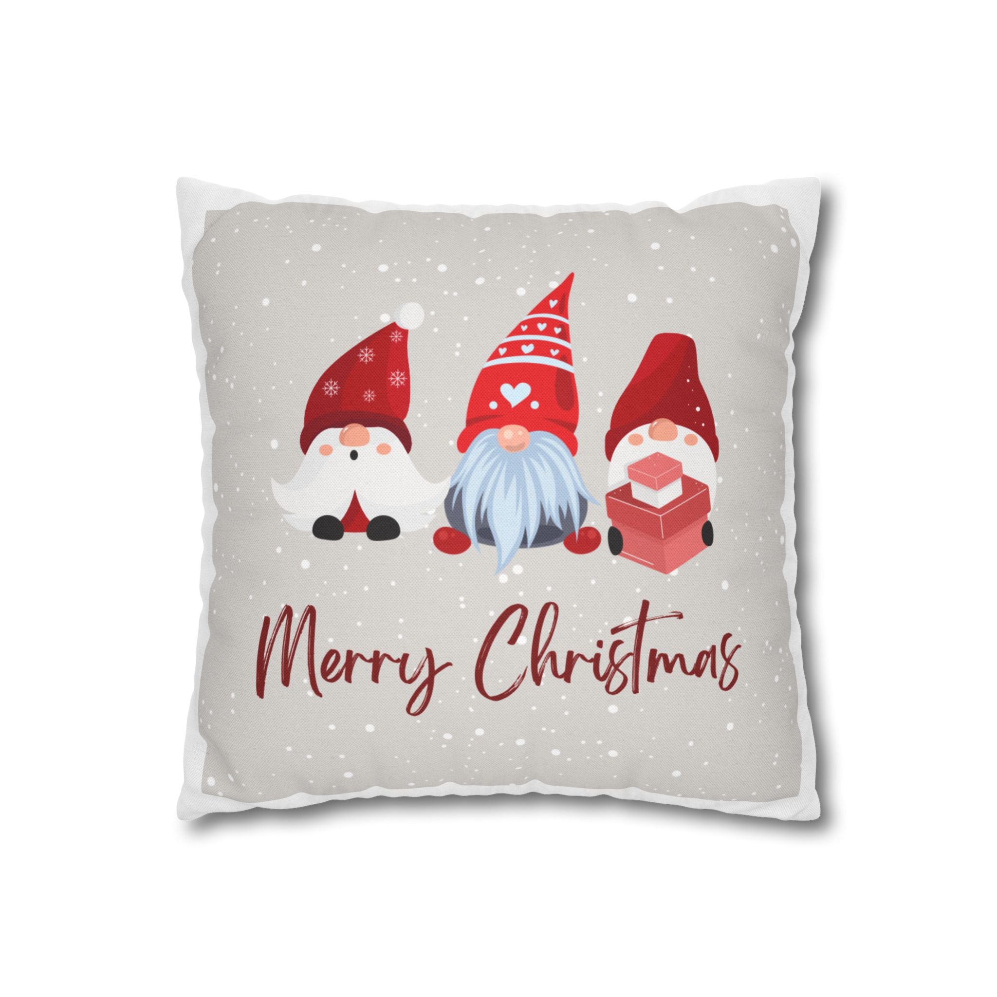 Christmas Gnome Pillowcase – Merry Christmas Spun Polyester Square Pillow Cover