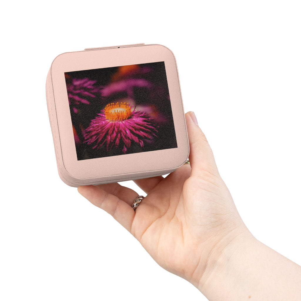 Compact Travel Jewelry Case – Pink Floral Photo Personalized Jewelry Organizer