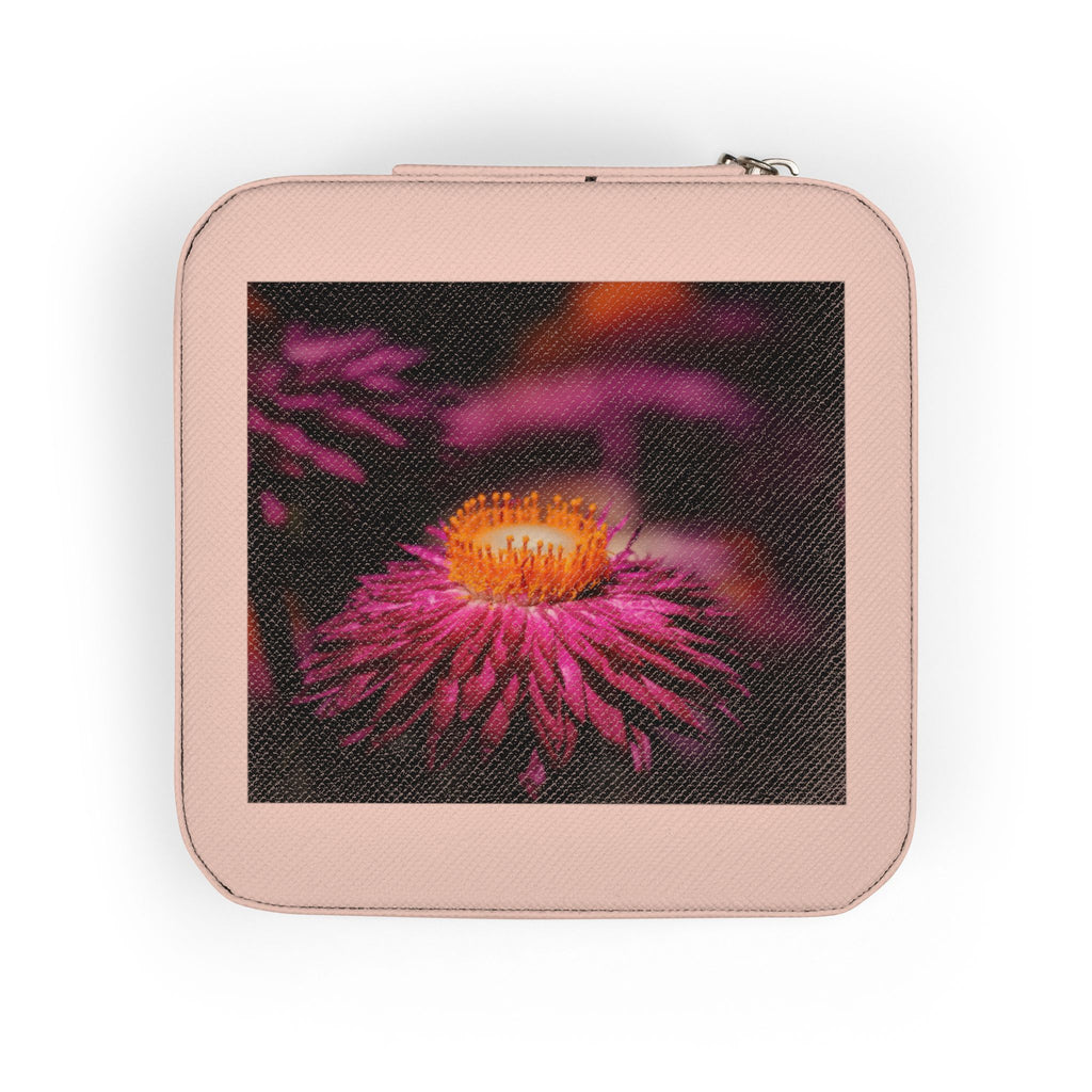 Compact Travel Jewelry Case – Pink Floral Photo Personalized Jewelry Organizer